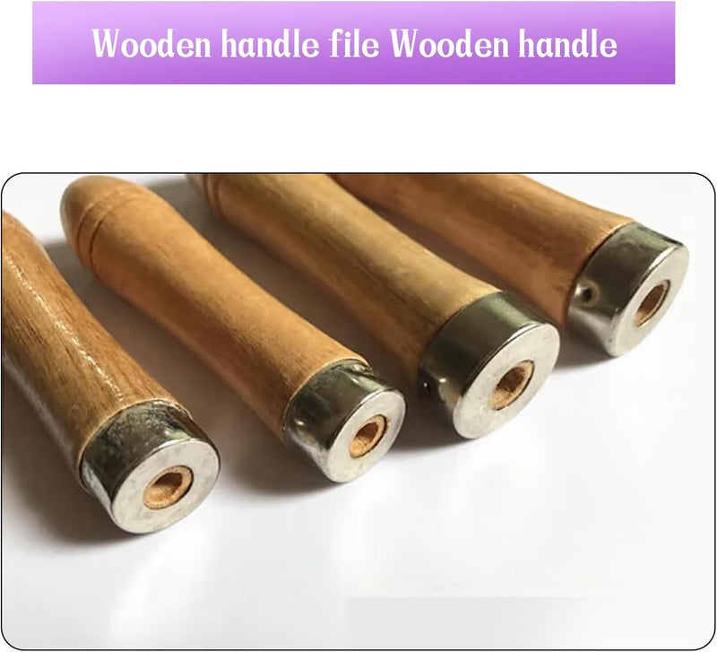 Begino Wooden File Handle with Strong Metal Collars, 4 Pcs Hand Drill File Handle Cutting Tool Craft, 2 Pcs for 6"-8" File and 2 Pcs for 10"-12" File - Image 3